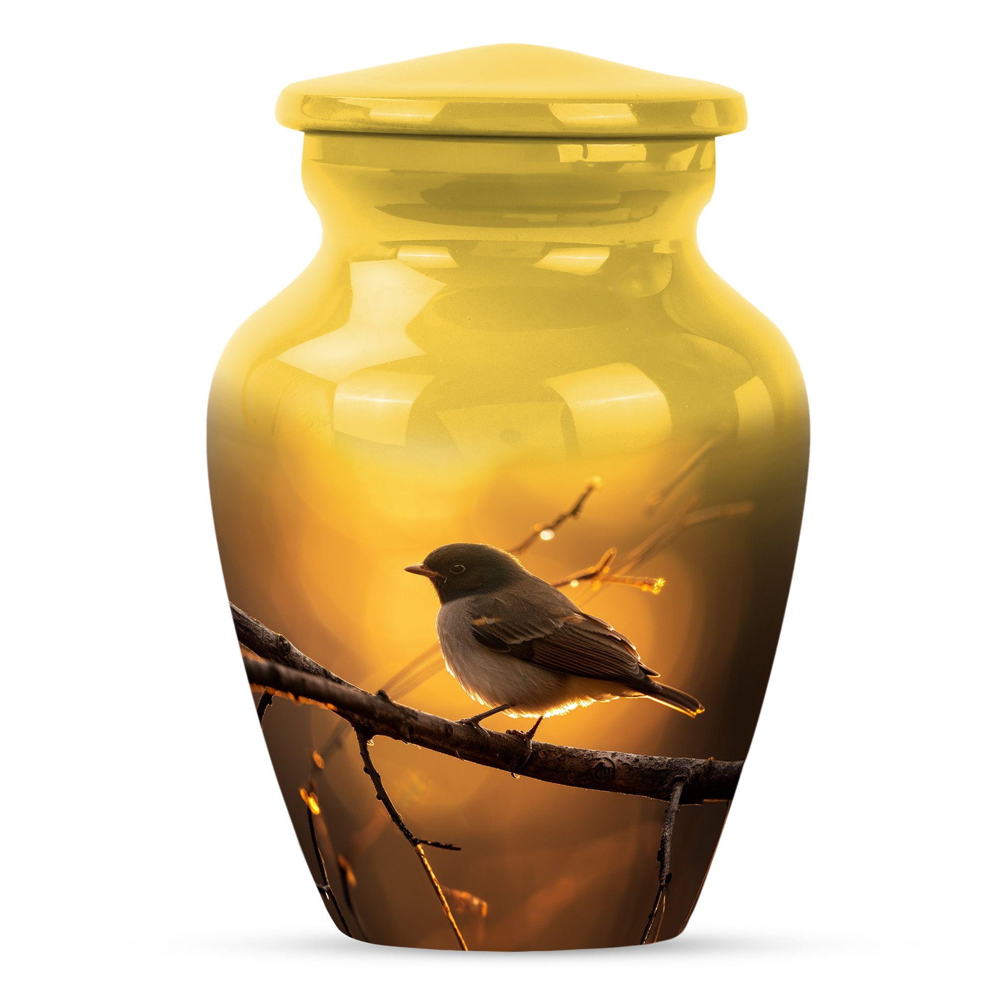 KARYLIZ Sparrow Urn - Yellow Cremation Urns For Adult Ashes Women - Burial Urn for Adult Female - Adult Funeral for Human Ashes Women - Dad Memorial Urn for Ashes for Women 3 Inch