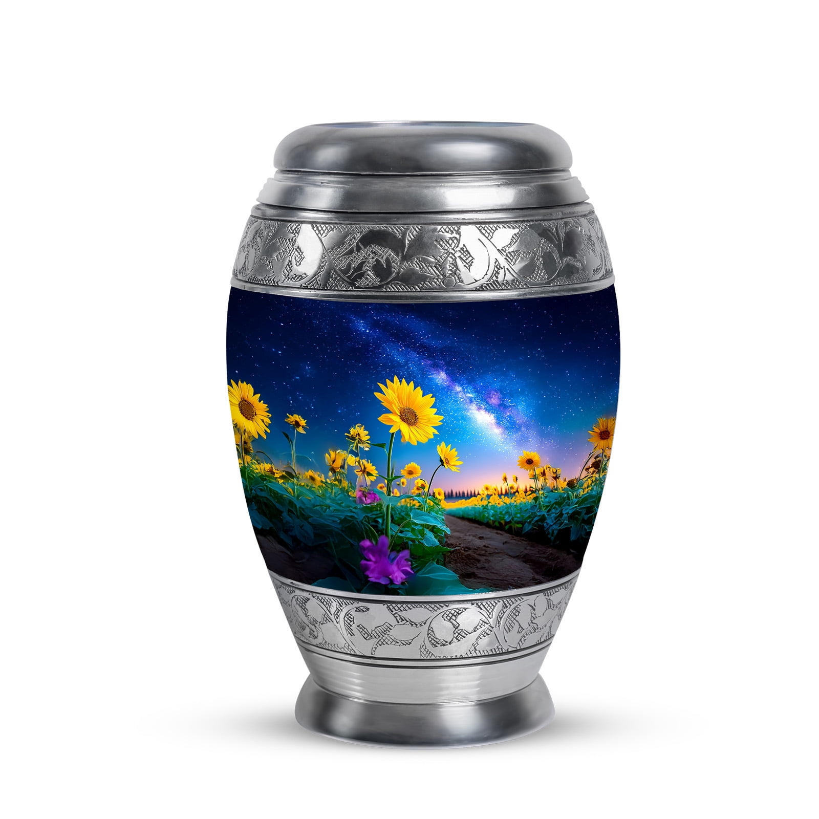 KARYLIZ Sunflower Blue Urn for Male - Cremation Urns for Adult Ashes Women & Men - Funeral for Human Ashes Adult Female - Small Cremation Keepsake For Mom & Dad (Size - 3inch, 1Pcs)