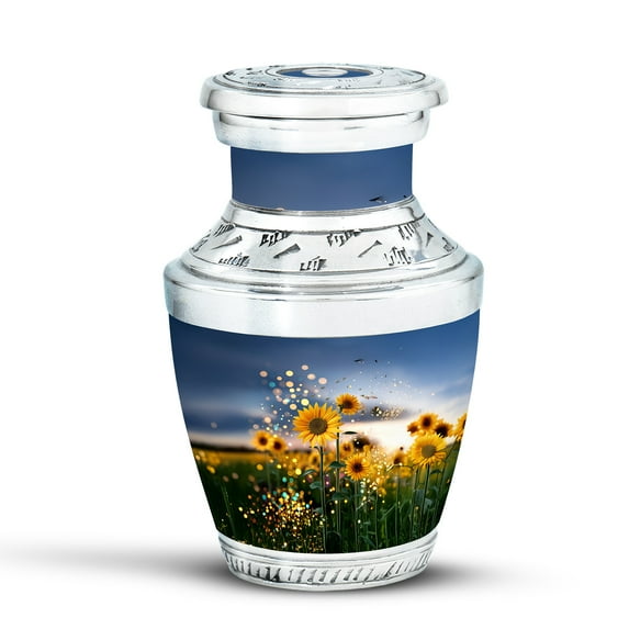KARYLIZ Sunflower Mini Keepsake Urn - Small Cremation Urns for Human Ashes - Funeral for Men & Women - Memorial Urns for Ashes Adult Female, Mini Keepsake for Male, Small Memorial (3inch)