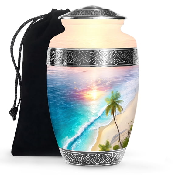 KARYLIZ Sunset Beach Urns, Cremation Urns For Human Ashes, Large Urn for Husband and Wife, Urn for Human Remains for Family, Funeral and Burial for Ashes, Memorial Gifts for Couple, 10 Inch