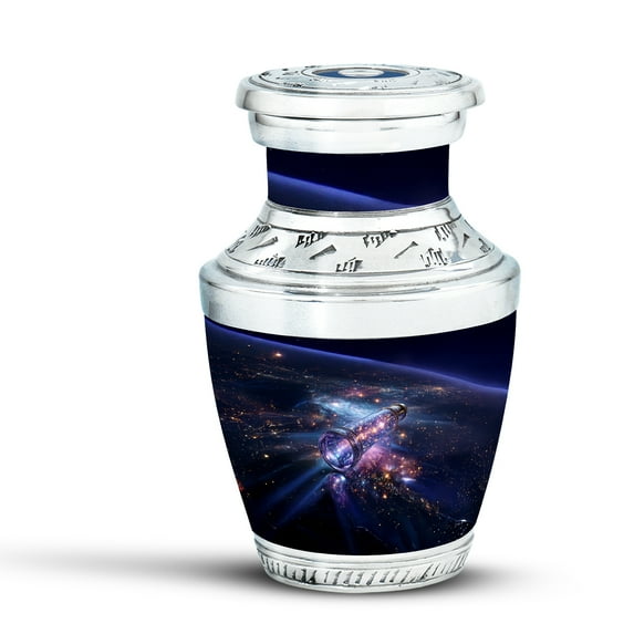 KARYLIZ Telescope Space Memorial Cremation Urn For Ashes For Women - Galaxy of Stars Decorative Urns For Female - Purple Funeral Urn For Ashes Adult Male - Burial Urns For Display 3 Inch
