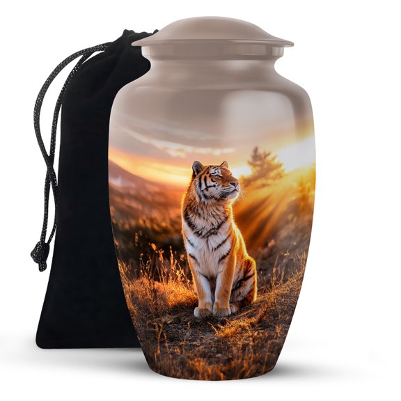 KARYLIZ Tiger Cremation Urns, Burial Urns for Human Ashes Adult Male, Sunset Funeral Urn For Female, Decorative Urn for Adult Ashes Men & Women, Memorial for Mom & Dad