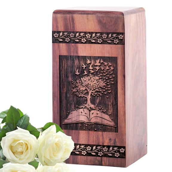 KARYLIZ Tree Of Knowledge Ashes Urn Wooden Box - Large Wooden Boxes - Portable Urns For Human Ashes - Secure Travel Solution - Durable - Memorial Gifts - Funeral Urns
