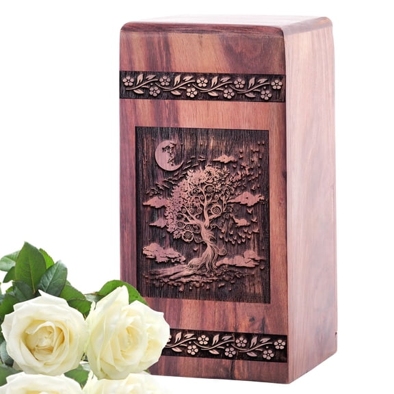 KARYLIZ Tree Of Life In Midnight Urns For Ashes Wooden - Large Urn - Sophisticated Cremation Urn For Adults - Elegant Design For Ashes - Your Memorial - Memorial Gifts - Funeral Urns