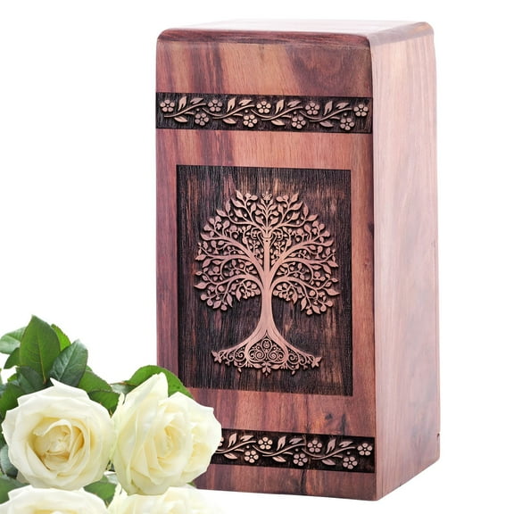 KARYLIZ Tree Of Life Wooden Box Urns For Human Ashes Adult - Large Urn For Ashes For Women - Decorative Urns For Human Ashes - Memorable Showcase - Memorial Gifts - Funeral Urns