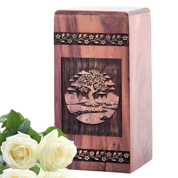 KARYLIZ Tree Of Life Wooden Urns For Human Ashes Adult Man, Wooden Urn Tree Of Life, Funeral Urn For Ashes For Women, Decorative Urns, Funeral Urns For Adult Ashes, Cremation Urns For Dad Ashes