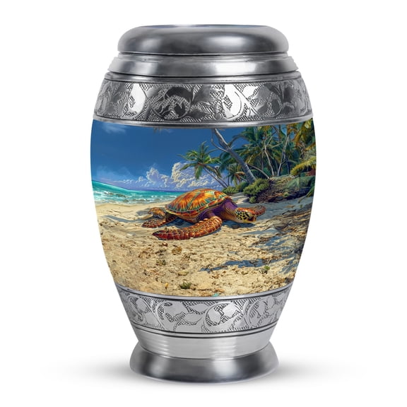 KARYLIZ Turtle Urn - Blue Cremation Urn For Ashes For Women & Men - Funeral For Cremation Urns For Human Ashes Adult Man - Large Urns For Human Ashes Adult Female & Male 10 Inch