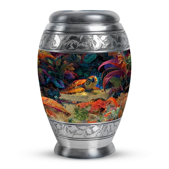 KARYLIZ Turtle Urn - Cremation Urns For Human Ashes Adult Female - Purple Funeral Urn For Ashes Adult Male - Memorial Decorative Adult Urns For Human Ashes Women & Men 10 Inch