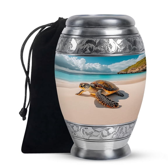 KARYLIZ Turtle Urns for Human Ashes Adult Male Large - Sea Turtle Urns for Human Ashes Adults Female - Beach Burial Cremation Urn for Dad & Mom - Funeral Ash Urn for Humans Men10 Inch