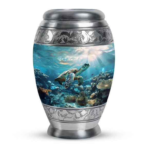 KARYLIZ Turtle Urns For Human Ashes Adult Man - Decorative Black Cremation Urns For Human Ashes - Decorative Urn For Ashes Adult Male & Female - 10 Inch - Funeral Urn For Adult Ashes Women & Men