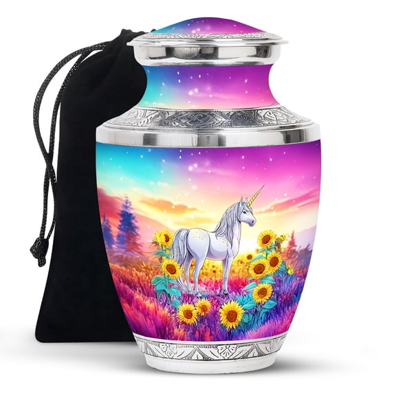 KARYLIZ Unicorn Urn for Adult Ashes - Funeral Cremation Urns for Male & Female - Mutlicolor Large Decorative Urns For Human Ashes Adult Man - Memorial Urn for Women - Funeral For Mom & Dad (10 Inch)