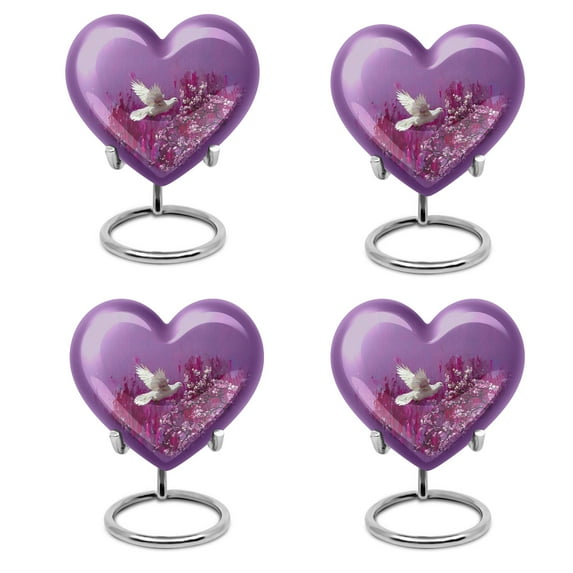KARYLIZ White Dove Small Urn For Ashes Keepsake - Cremation Purple Urn For Human Ashes Adult Female - Urn For Human Ashes Adult Female Mom - Mini Urn For Ashes Adult Set Of 4 (Size - 3inch, 4pcs)