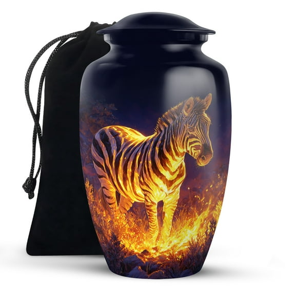 KARYLIZ Zebra Urns For Human Ashes - Decorative Urns For Human Ashes Adult Man - Zebra in Flames Cremation Urn For Adult Ashes Women