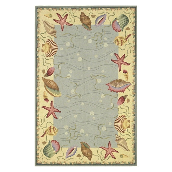 KAS Colonial 2'5" x 4'2" Hand-Hooked Wool Rug in Blue