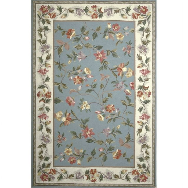 KAS Colonial 2'6" x 4'6" Oval Hand-Hooked Wool Rug in Slate Blue