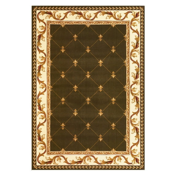 Corinthian 5323 Green Fleur-De-Lis 3'3" x 4'11" Size Area Rug