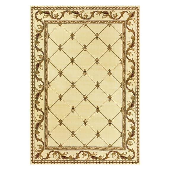 Corinthian 5318 Ivory Fleur-De-Lis 7'7" Round Size Area Rug