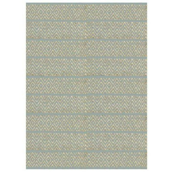 KAS Rugs Izteca 0369 Aqua Horizon Hand-Woven Jute and Chenille Area Rug