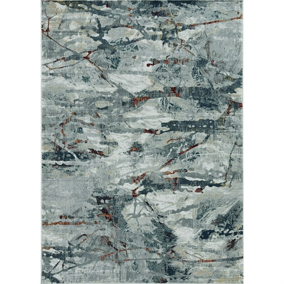 KAS Rugs Lara Modern Abstract Glam Area Rug - Grey/Teal 9'10" x 13'2"