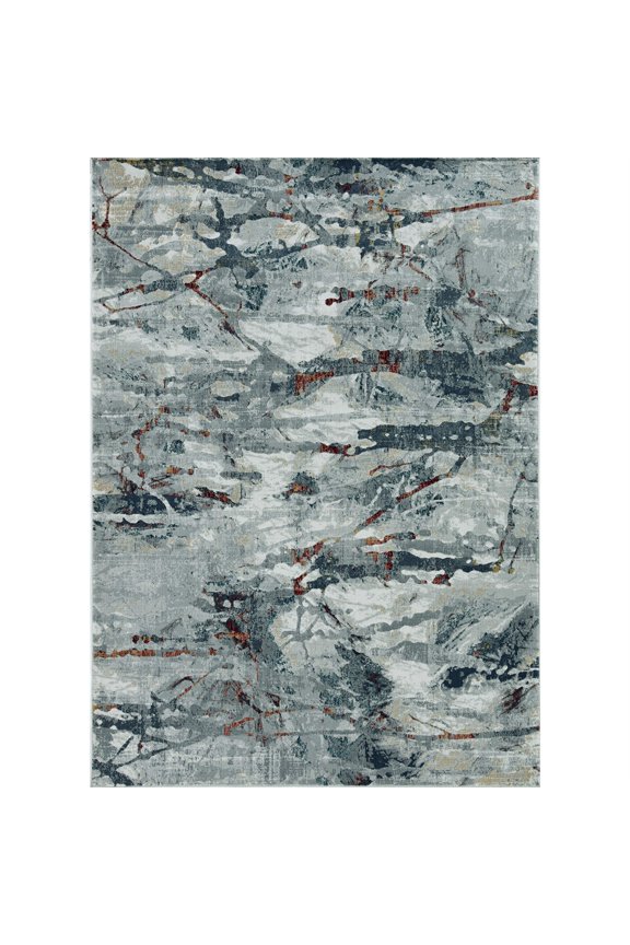 Lara Modern Abstract Glam Area Rug - Grey/Teal 9'10" x 13'2"