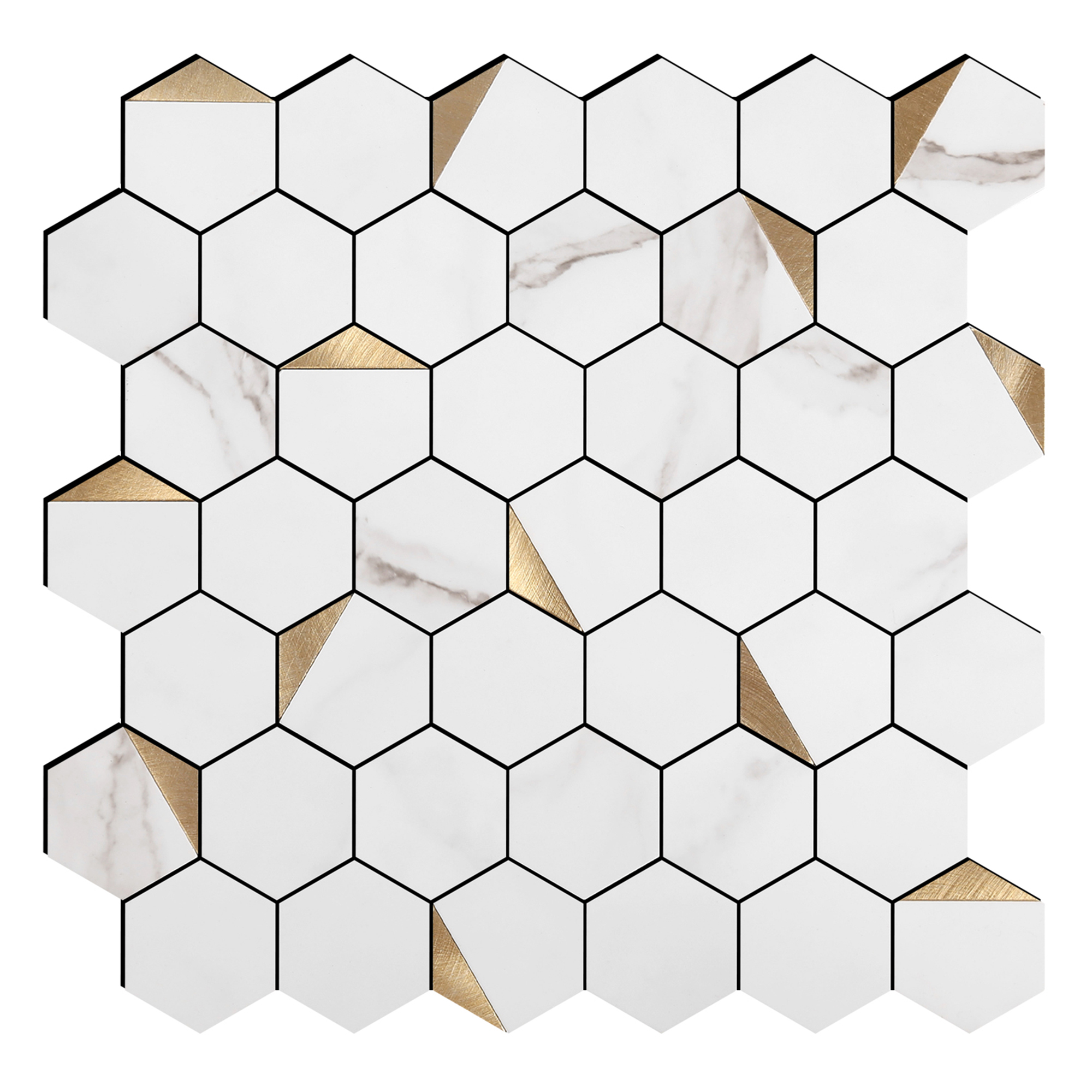 KASARO Backsplash Peel and Stick Mosaic Tile Aluminum Stainless Steel