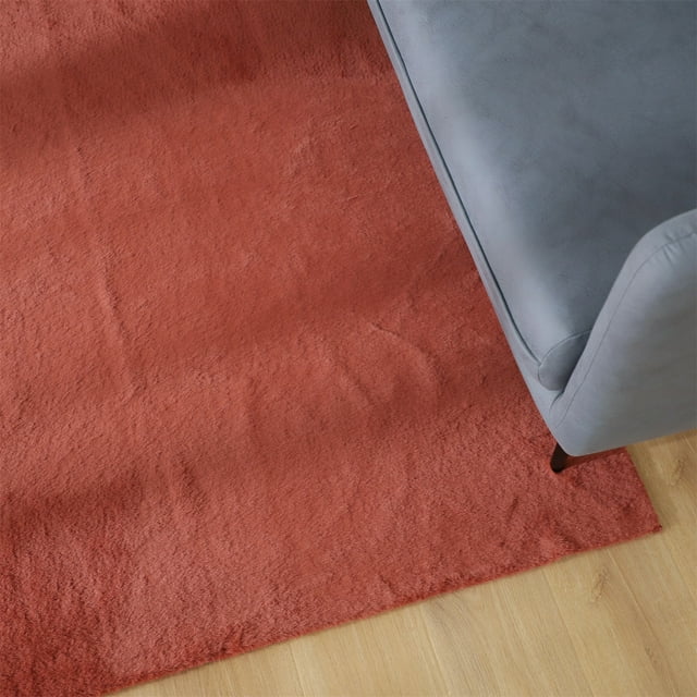 KASENTEX  Area Rug Contemporary Modern Soft Cozy Solid Colors 5' x 8' - Red