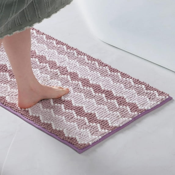 KASENTEX Soft Chenille Bath Rug Mat Absorbent Non Slip Machine Wash Durable 24" X 36" - Purple