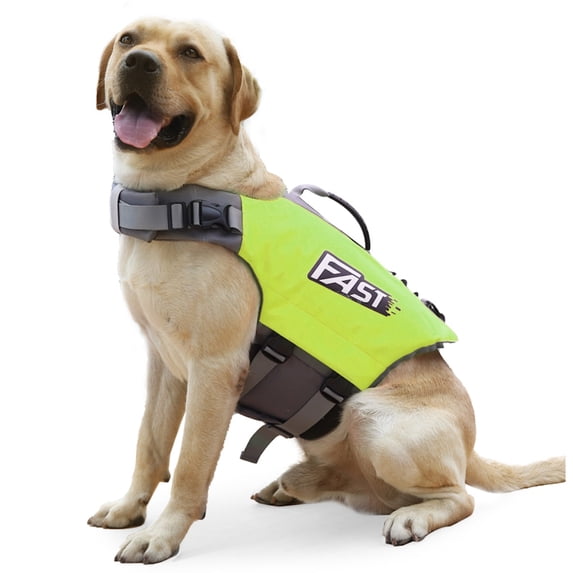 KASENTEX Dog Life Jacket with Reflective Stripes, Buckle Adjustable Dog Life Vest, Green, Medium
