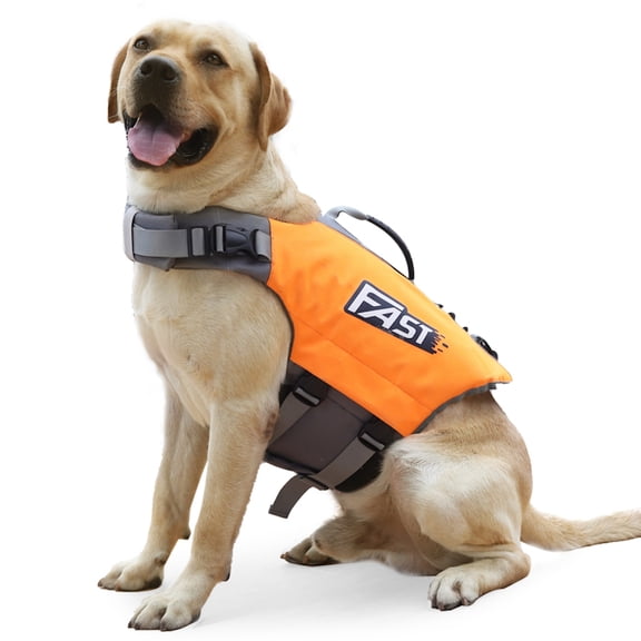 KASENTEX Dog Life Jacket with Reflective Stripes, Buckle Adjustable Dog Life Vest, Orange, Small