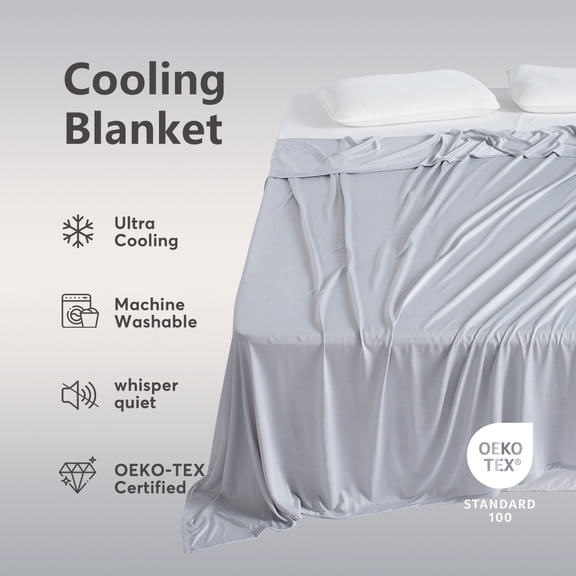 KASENTEX Luxury Cooling Blanket - Thin Lightweight - Ultra Smooth Bed Blankets – Grey Twin Size Blanket 60x90 Inches