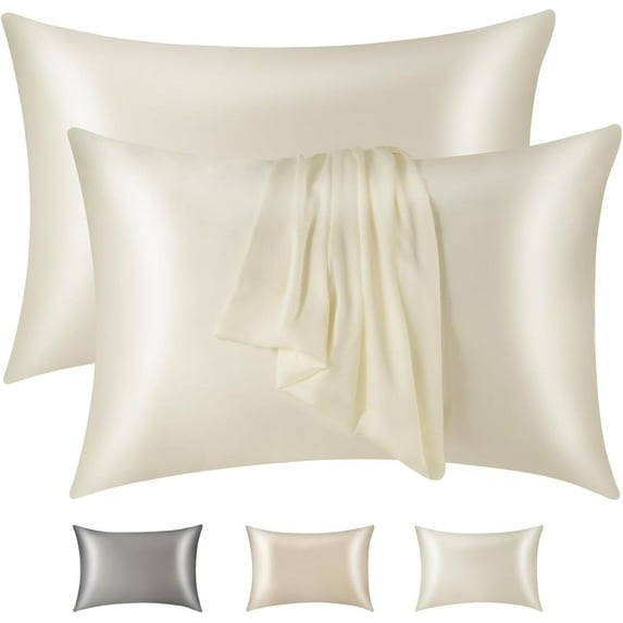 KASENTEX 22 Momme Pure Silk Pillowcase Set of 2 – Soft & Smooth with Envelope Closure, White, King