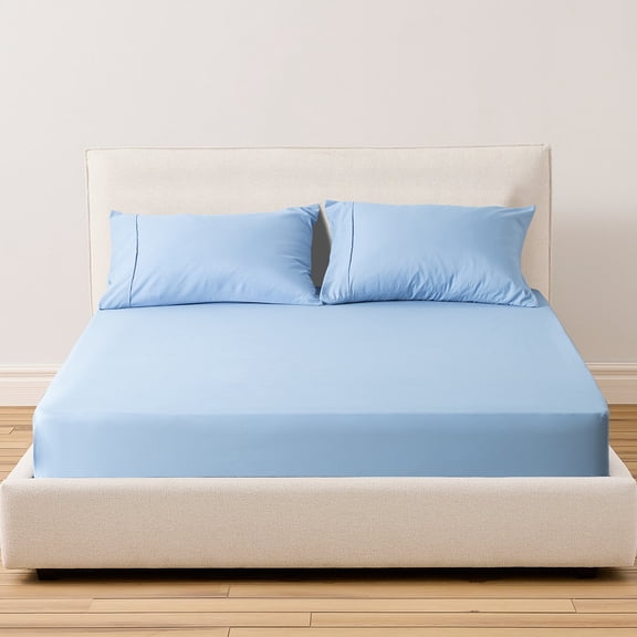 KASENTEX Ultra Soft Fitted Sheet Set Bedding Sets - Deep Pocket with Pillowcases – Blue Twin Size