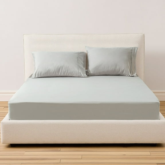 KASENTEX Ultra Soft Fitted Sheet Set Bedding Sets - Deep Pocket with Pillowcases - Grey Twin Size