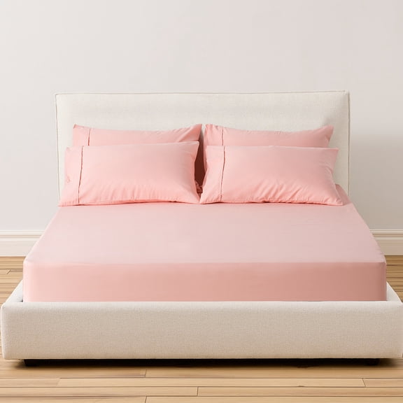 KASENTEX Ultra Soft Fitted Sheet Set Bedding Sets - Deep Pocket with Pillowcases – Pink Full Size