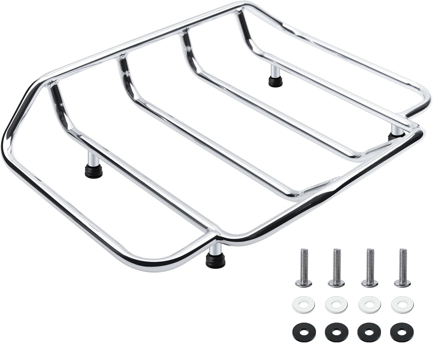 KASGMU Tour-Pak Pack Luggage Rack Trunk Rail Top Compatible with Harley 1984-up Touring CVO Street Glide Electra Glide Road Glide King Ultra Limited, Chrome