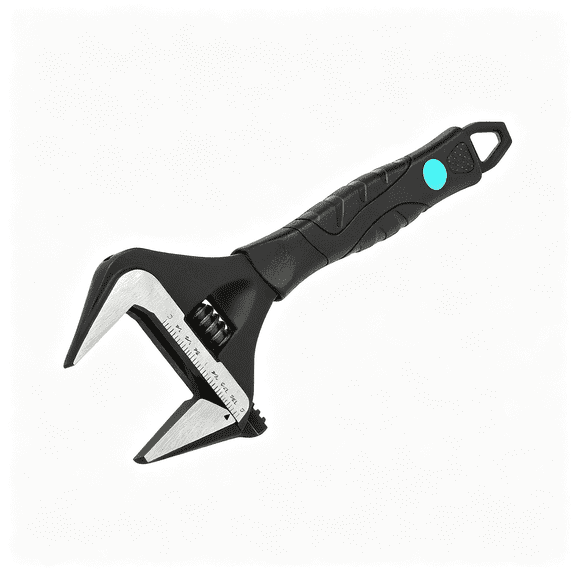 KASIU 10-Inch Wide Jaw Adjustable Wrench | Black Oxide Finish Plumbing Wrench, Cr-V Steel, Sae and Metric Scale Marked, Ergonomic Grip Ergonomic Grip Adjustable Wrench