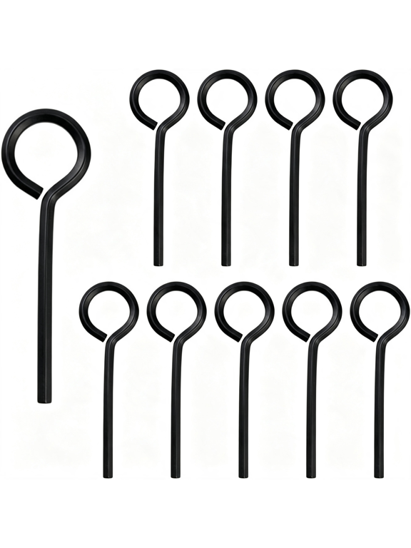 10 Pack 1/8 Inch Hex Dogging Key with Full Loop, Solid Metal Allen Wrench Door Key for Push Bar Panic Exit Devices, Keychain Compatible Hex Dogging Key (Black)