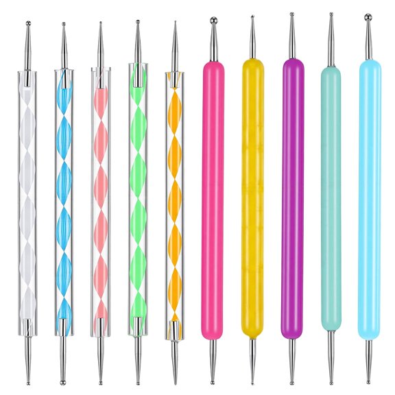 KASIU 10Pcs Dotting Tools Set, Ball Embossing Stylus for Transfer | Pattern Tracing Stylus Paper Ball Tip Clay Tools Different Size Pattern Tracing Stylu Dot Drawing for Pen Rock Painting