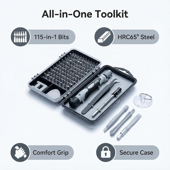 KASIU 115-In-1 Screwdriver Set,Durable Electronics Repair Tool Kit for Phone,Mac,Computer,Watch,Console,Doorbell,Electronic,Laptop,Eyeglass,Electronic,Tools Gift Tech Gadgets for Men
