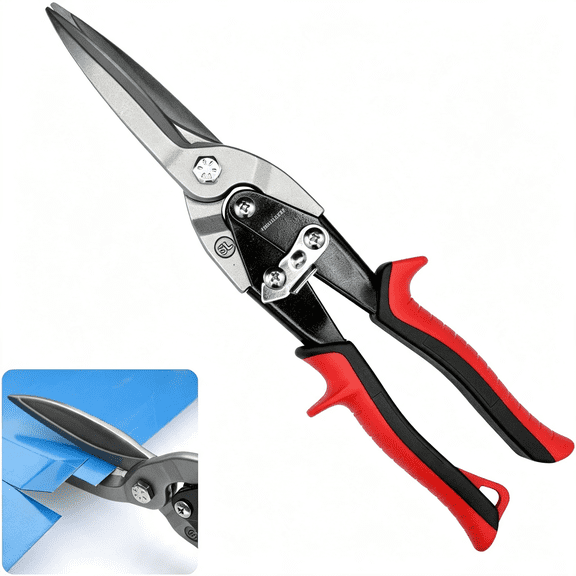 KASIU 12"Aviation Tin Snips with Forged Blade,Heavy Duty Long Straight Cutters Shears for Cutting Sheet Metal,Aluminum&Diy Projects. Tin Snips for Cutting Metal Sheet