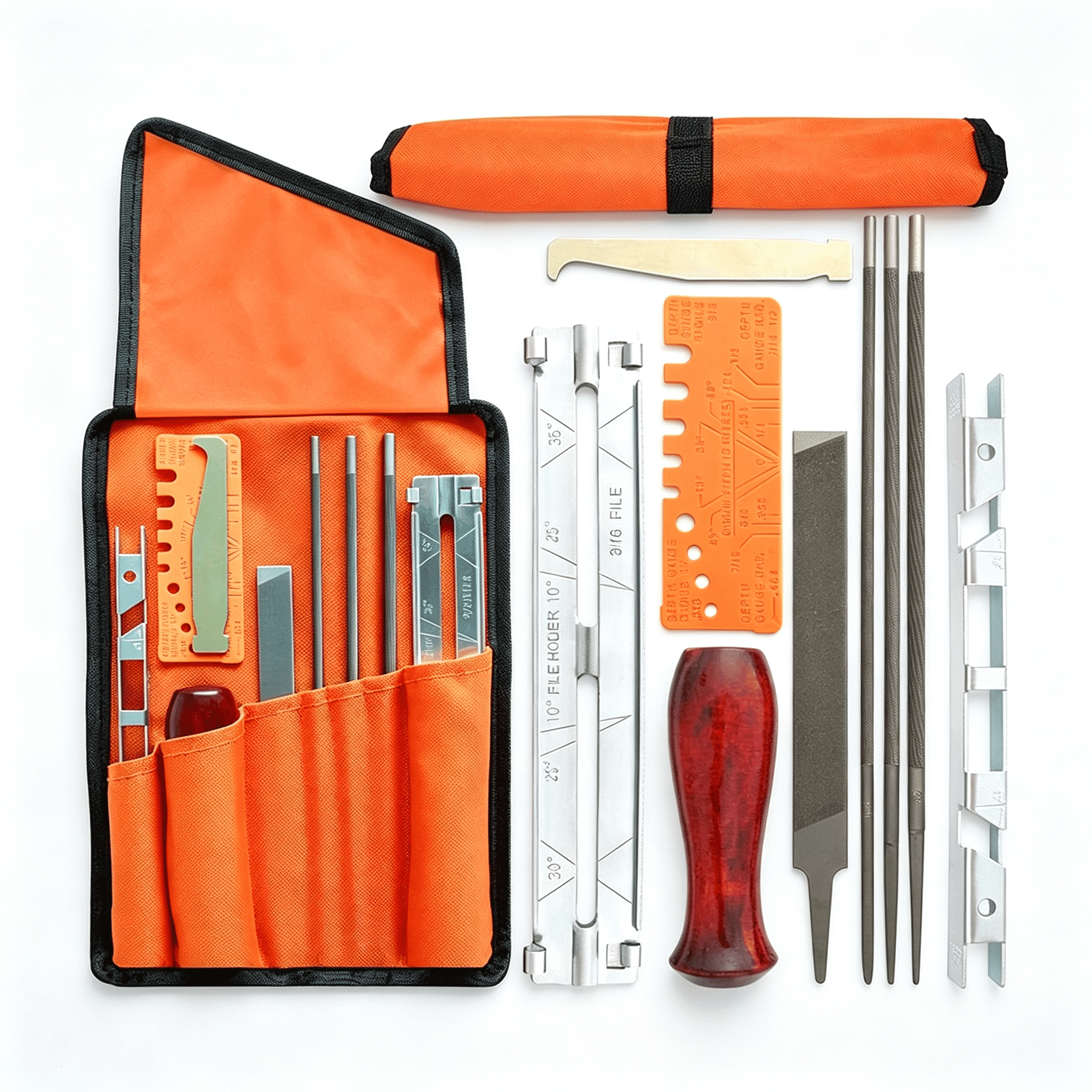 KASIU 12 Pack Chainsaw File Set with Depth Gauge Quick Check Gauge 5/32 ...