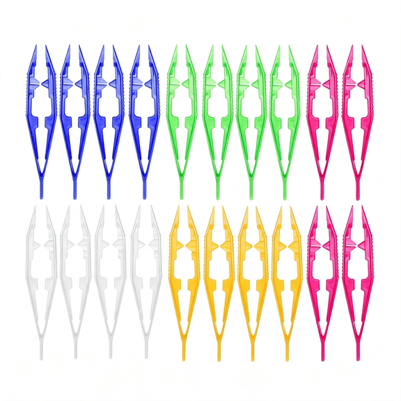 KASIU 20 Assorted Colors Plastic Tweezers, 4.3Inch Craft Forceps for Beading Projects Craft for Handmade Diy Crafts Jewelry Making Adult Family Home Classroom Use Creative Tools