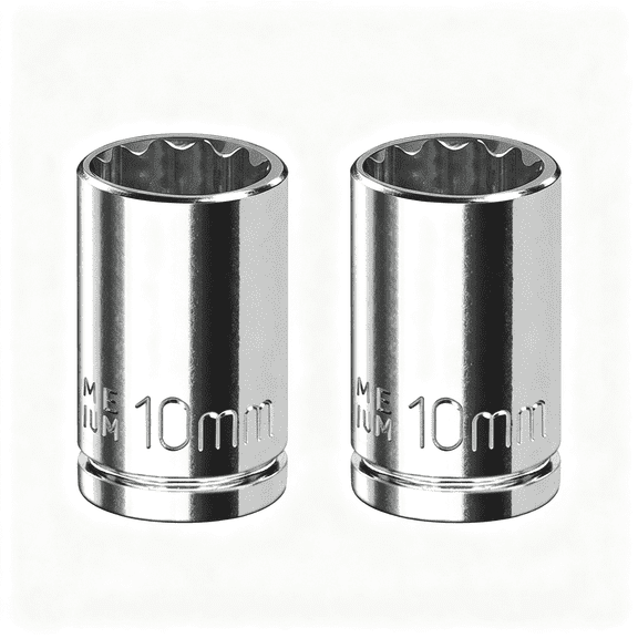 KASIU 2Pcs 1/4" Drive 10Mm Socket Set,Shallow,Mirror Finish,Cr-V Steel,12-Point,Durable 10Mm Socket