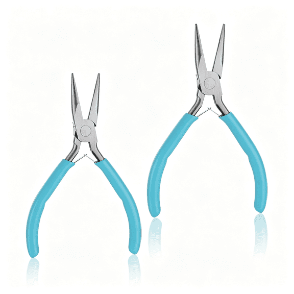 KASIU 2Pcs Needle Nose Pliers for Jewelry Making,Jewelry Making Pliers,Comfort Grip Small Needle Nose Pliers for Jewelry Handmade Craft Repair Wire Bending Gripping(Blue,4.5Inch)