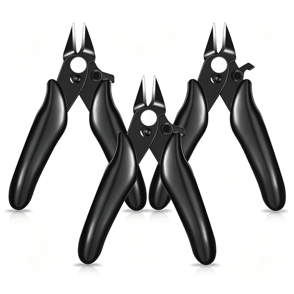 KASIU 3 Packs 3. 5 Inch Wire Cutters Mini Soft Wire Snips Nippers Micro Cutter with Lock Flush Diagonal Cutting Pliers Small Flush Cut Pliers Jewelers Tools for Electronic(Black)
