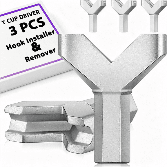 KASIU 3 Pcs Cup Hook Driver Y Shape Installer Or Remover 14 Inch Hex Shank Slot Wing Nut Drill Bit Screw for Christmas Installing Small Standard Q-Hanger Bolt Wall Ceiling