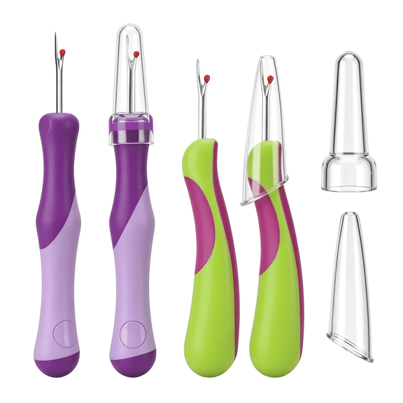 KASIU 4 Pcs Seam Rippers for Sewing, Unpicker Stitch Remover Tool, Seam Ripper and Thread Remover for Hand Sewing Knitting Crafting Stitching, Durable Seam Ripper (Purple+Green)
