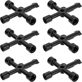 KASIU 4 Way Utility Key, 6 Pack Multifunction Triangle Square Panel Cross Sillcock Key Gas Water Meter Keys Wrench for Valve Spigots Electrical Cabinet Opening, Black