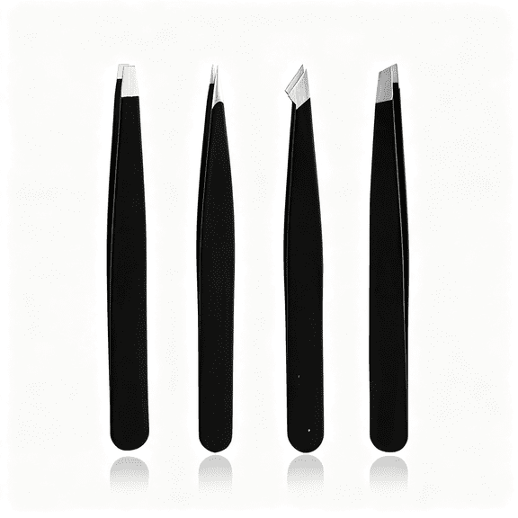 KASIU 4Pcs Professional Set - Tweezers Made of Stainless Steel with Anti-Slip Handle for Eyebrows,Facial Hair,Splinter and Ingrown Hair Removal