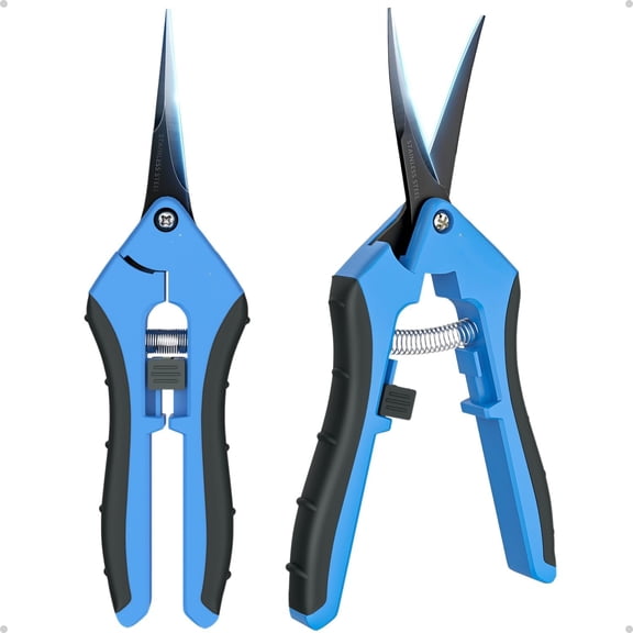 KASIU 6.5" Small Pruning Shears Garden Snips Trimming Scissors | 2-Pack Plant Scissors, Ultra Non-Stick Straight&Curved Blades,Fatigue-Free for Flower,Bonsai,Detailed Gardening